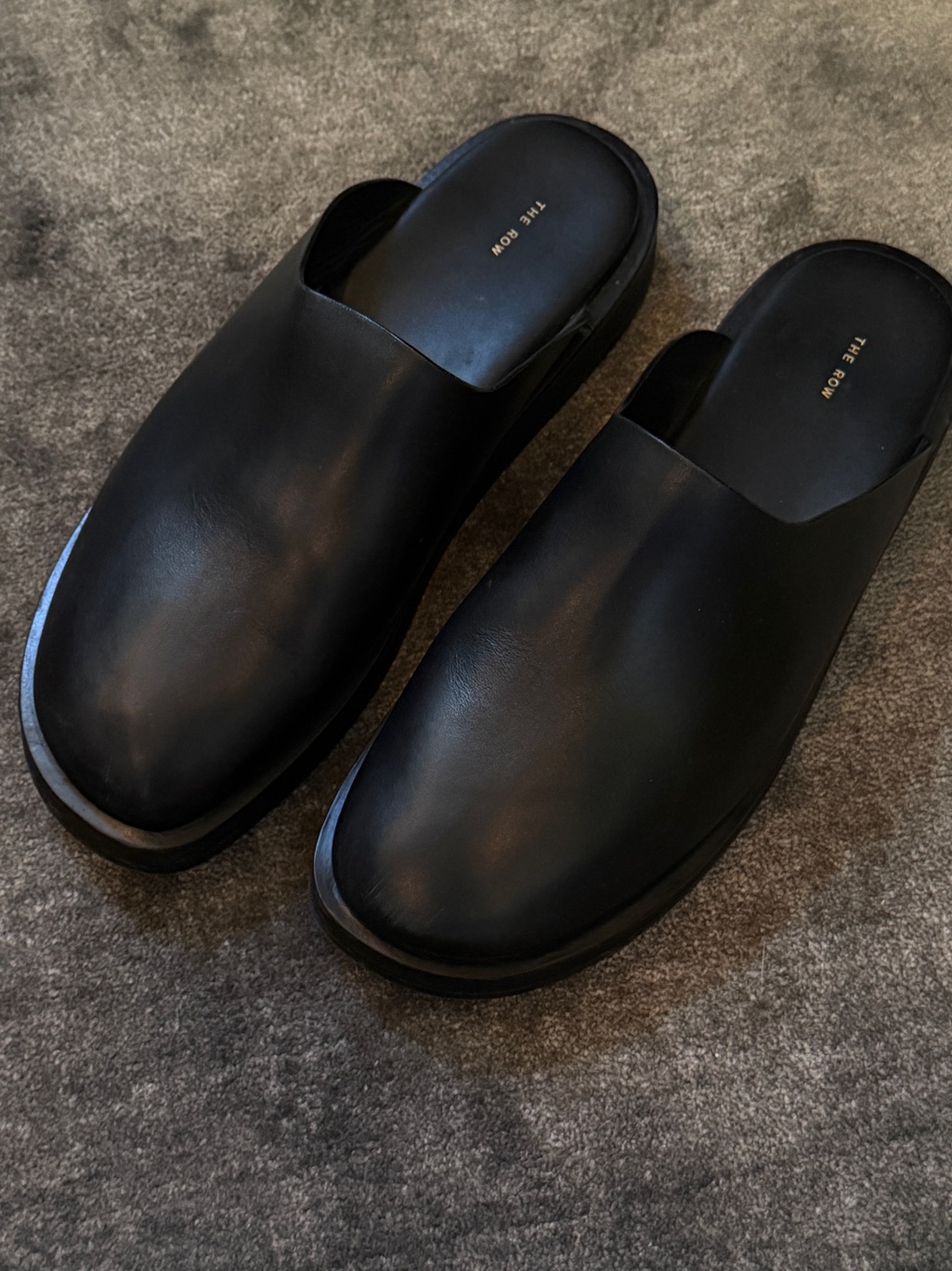 The Row Women’s Black Leather Slip-On Clog